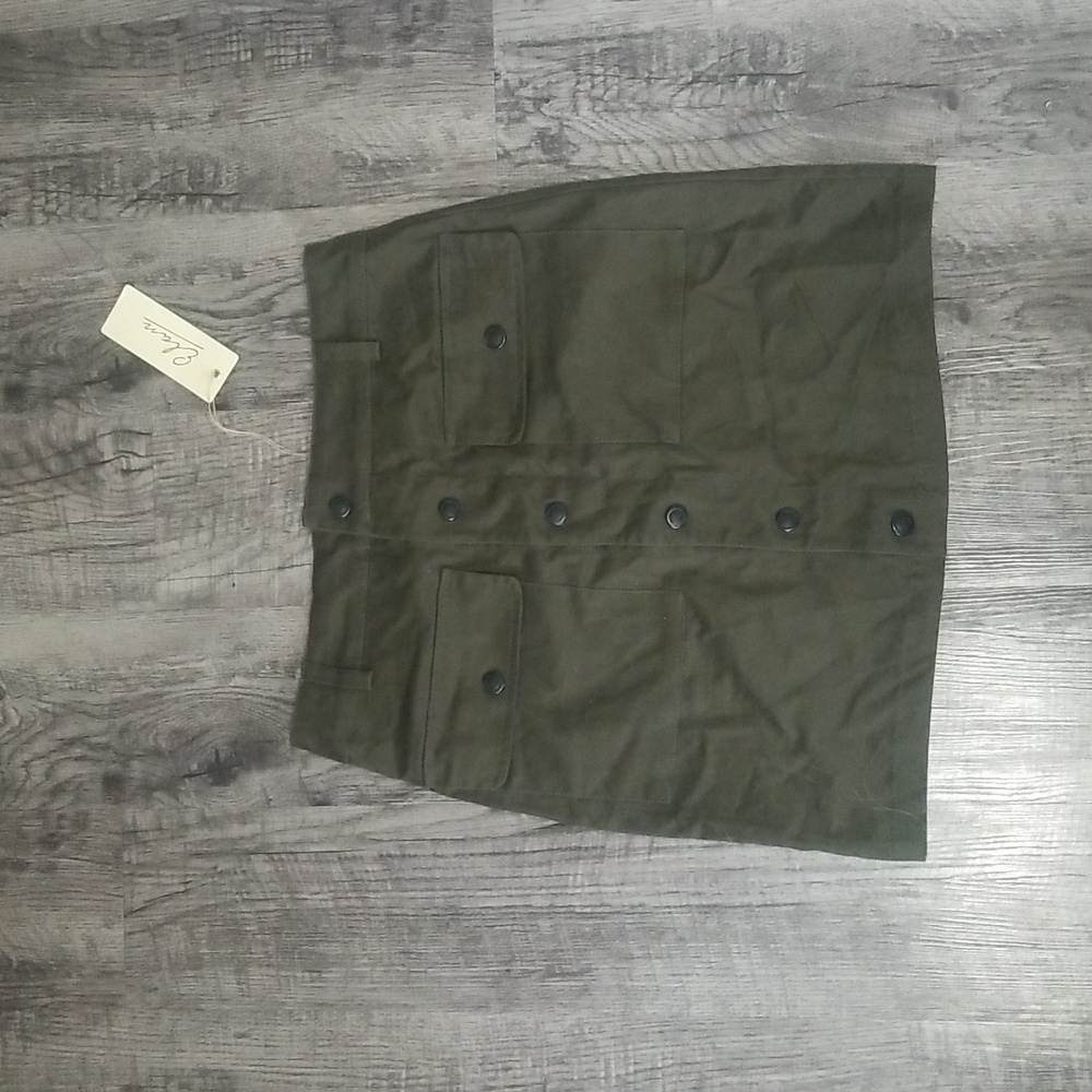 Elan button down utility mini skirt